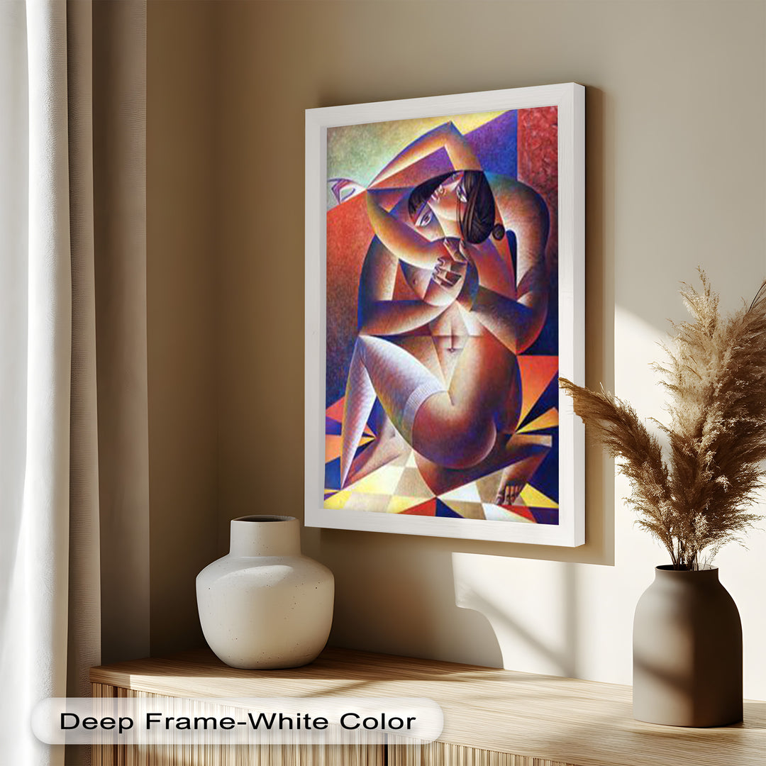 Entwined Forms – Abstract Lovers in Geometric Harmony Picasso Oil Painting