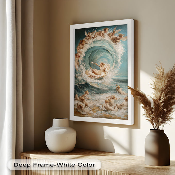 Birth of the Wave – Mythological Goddess and Cherubs Oil Painting