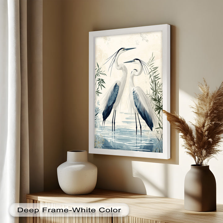 Twin Herons in Harmony – Bird Oil Painting