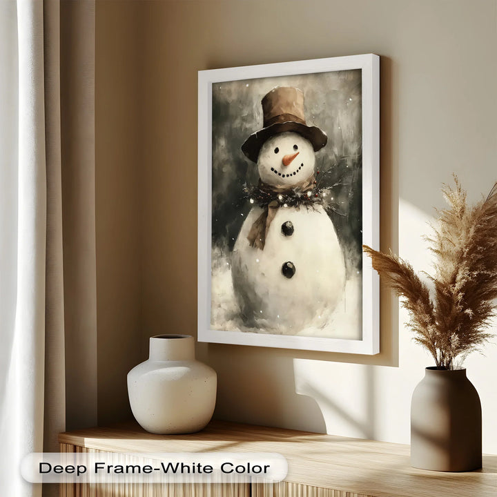 Frosty Cheer – Snowman in Winter Wonderland Oil Painting - MyPhotoStation