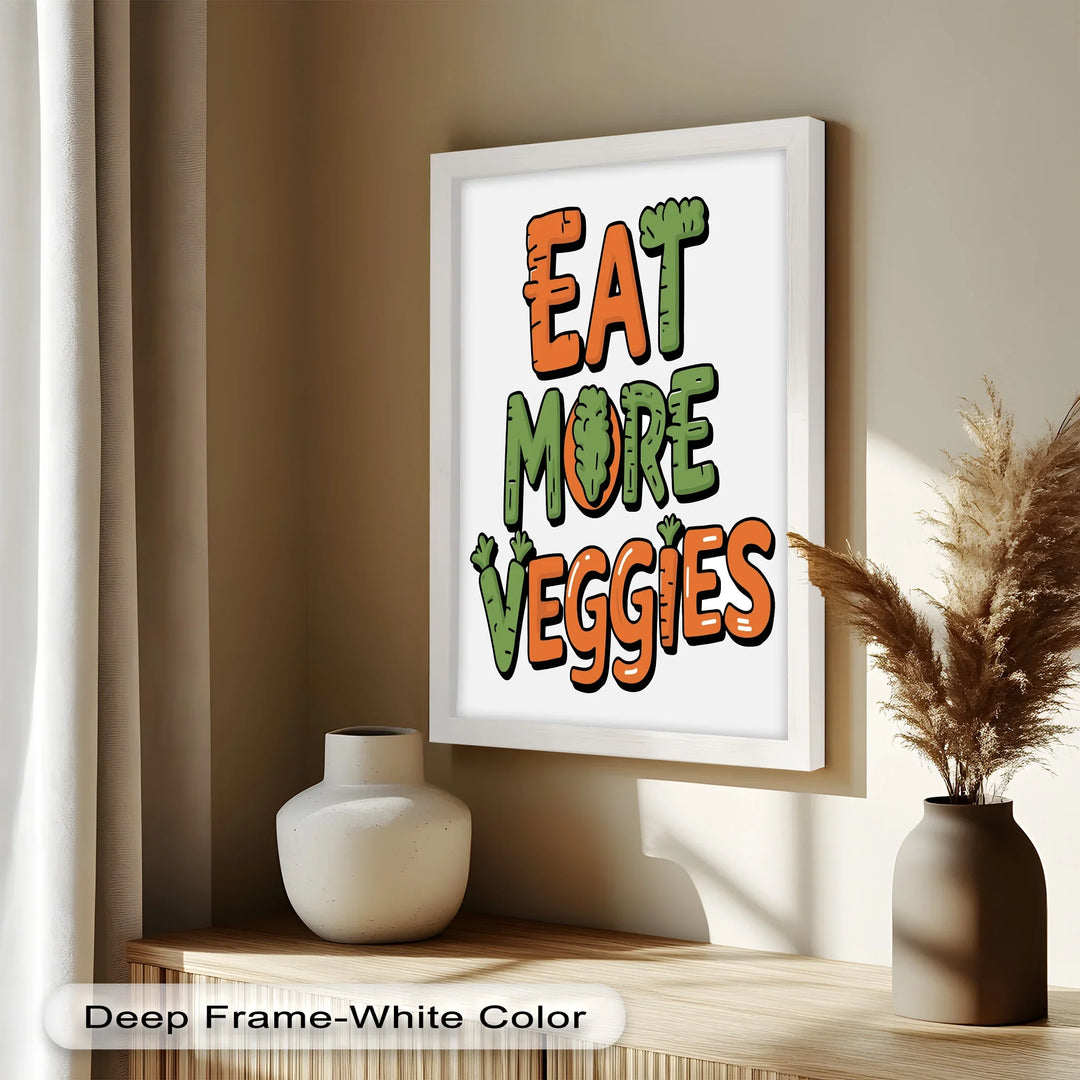 Fun Typography Oil Painting – “Eat More Veggies” Healthy Lifestyle Art
