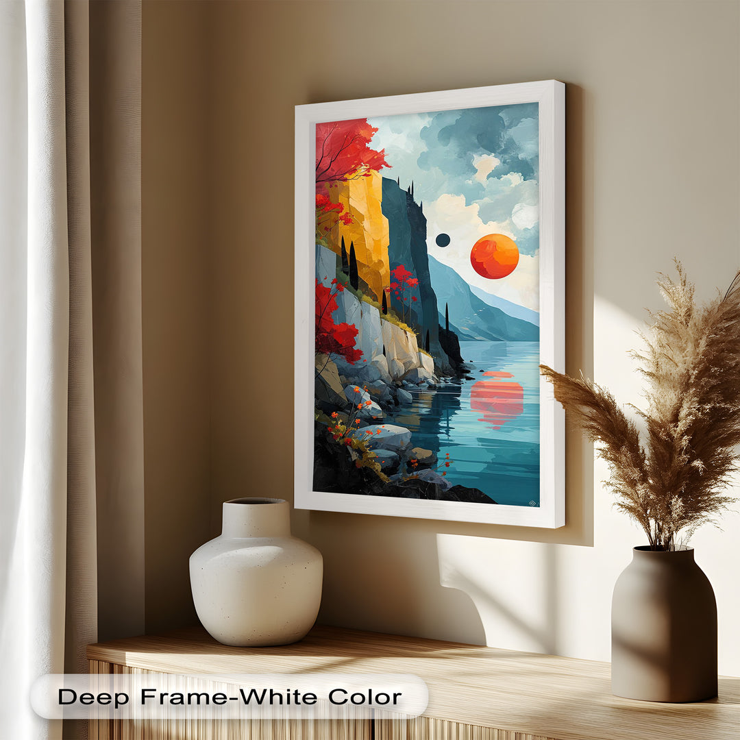 Celestial Cliffs – Surreal Coastal Landscape Picasso Oil Painting