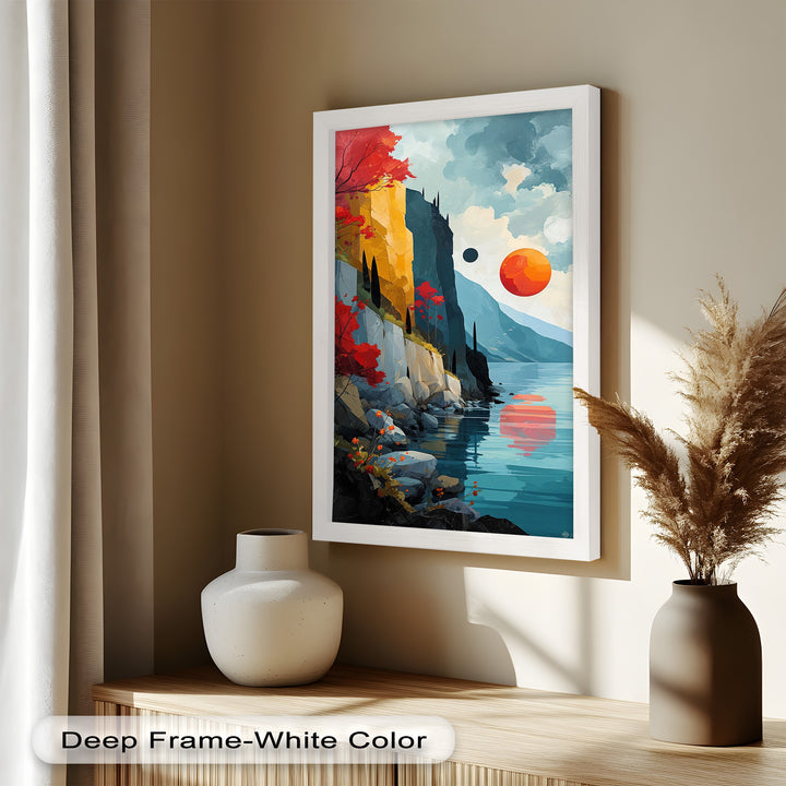 Celestial Cliffs – Surreal Coastal Landscape Picasso Oil Painting