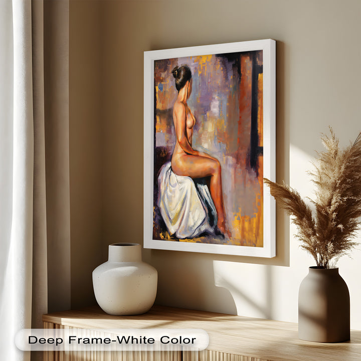 Poised in Silence – Figurative Nude Abstract Oil Painting