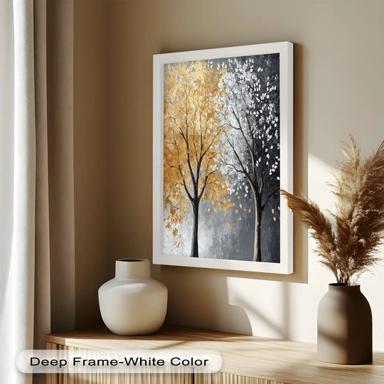 Illuminated by a subtle light, the canvas showcases a golden tree, infusing the oil painting art prints with warmth and acting as a stunning home decoration.