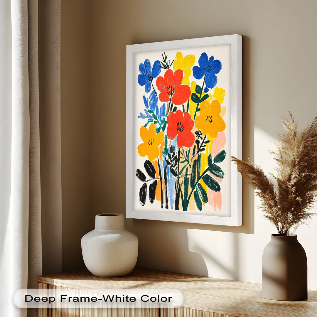 Fröhlicher wilder Garten – Fauvistisches Boho-Blumen-Ölgemälde