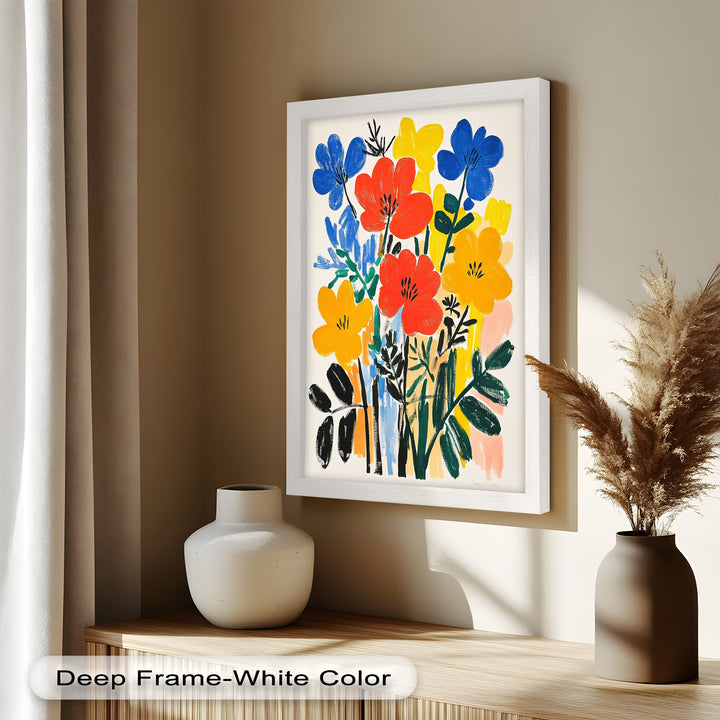 Fröhlicher wilder Garten – Fauvistisches Boho-Blumen-Ölgemälde
