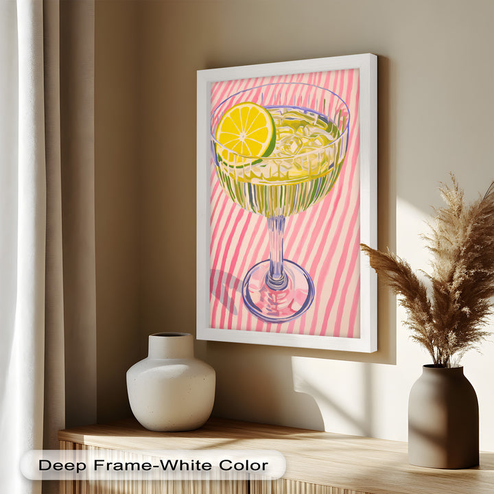 Lime Cocktail Pop Art – Modern Pink Kitchen Decor Oil Painting