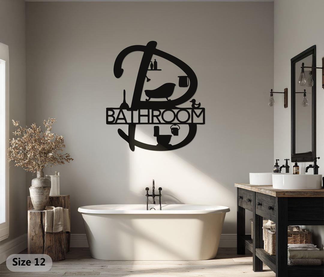 Elegant Letter B – Bathroom Metal Wall Art Sign