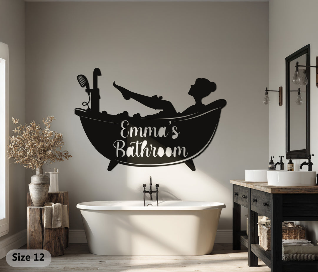 Emma’s Bathroom – Relaxing Bathtub Silhouette Metal Wall Art