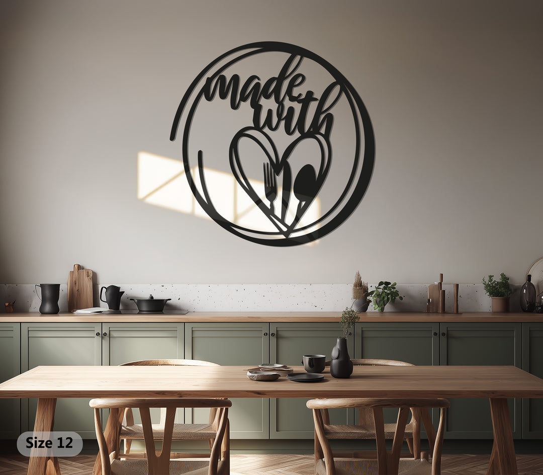 Made With Love – Heart & Cutlery Kitchen Metal Wall Art