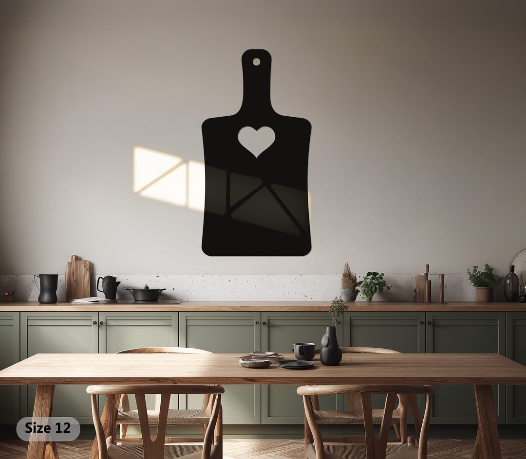 Heart Cutout Cutting Board – Minimalist Kitchen Metal Wall Art