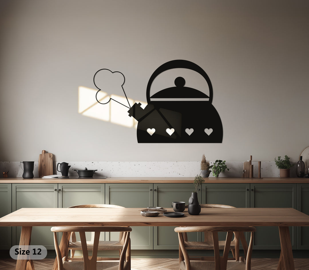 Heart Kettle Silhouette – Cozy Kitchen Metal Wall Art