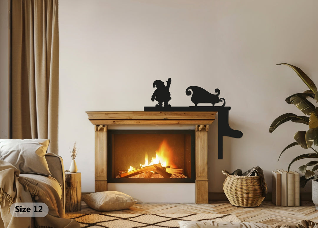 رحلة سانتا على الزلاجة – ديكور معدني للمدفأة بمناسبة عيد الميلاد