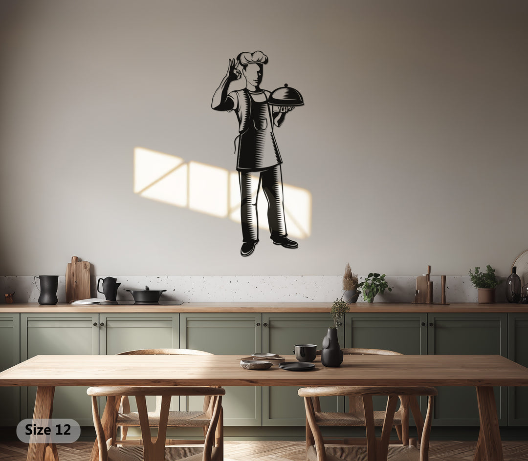 Golden Chef Silhouette – Kitchen Metal Wall Art