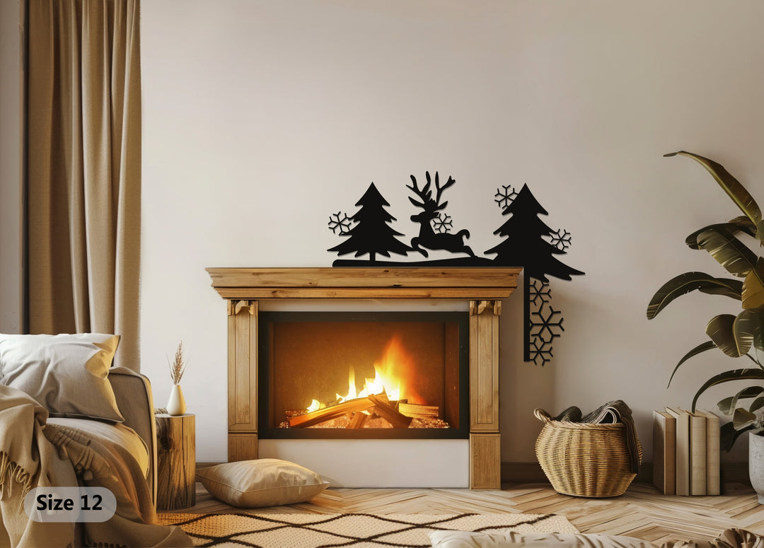 زينة مدفأة معدنية على شكل غزال شتوي - زينة عيد الميلاد