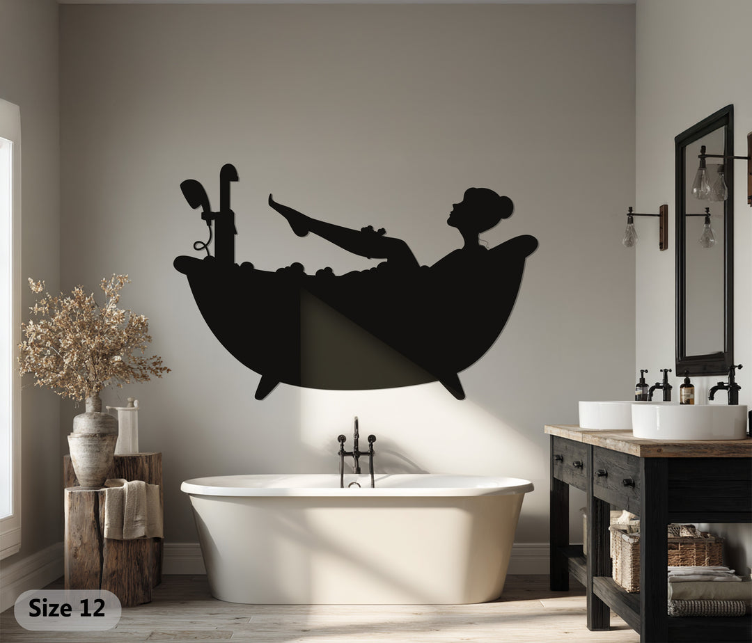 Relaxing Bathtub Silhouette – Modern Bathroom Metal Wall Art