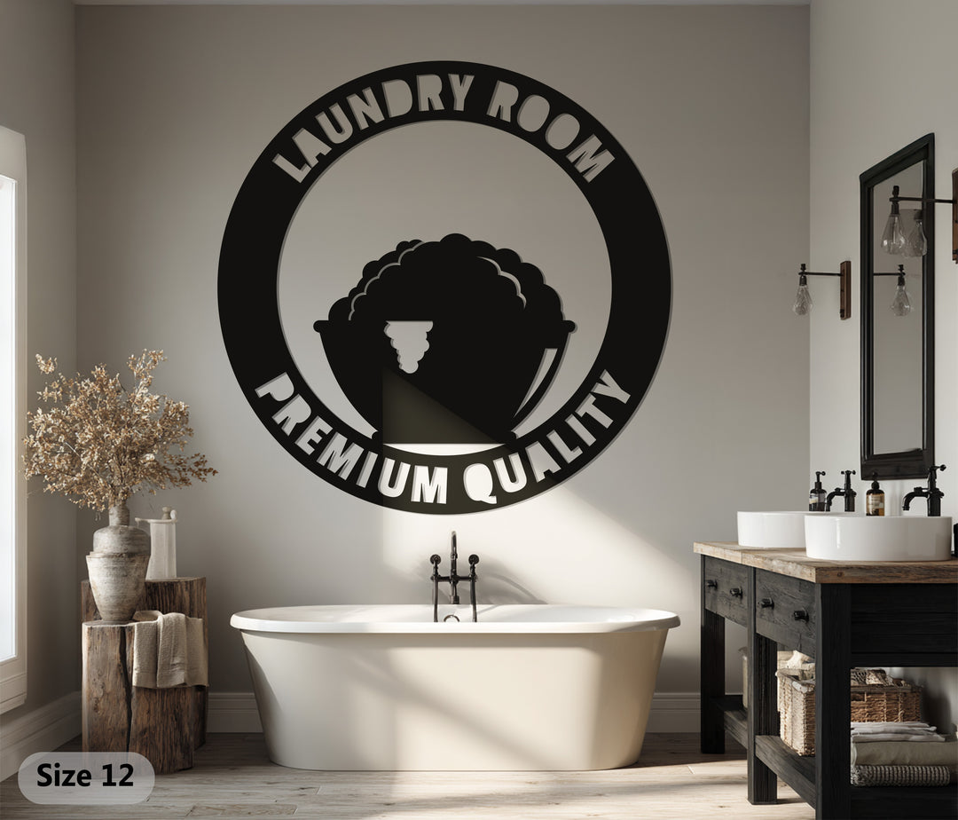 Modern laundry room round metal wall decoration