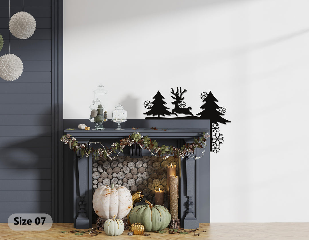 زينة مدفأة معدنية على شكل غزال شتوي - زينة عيد الميلاد