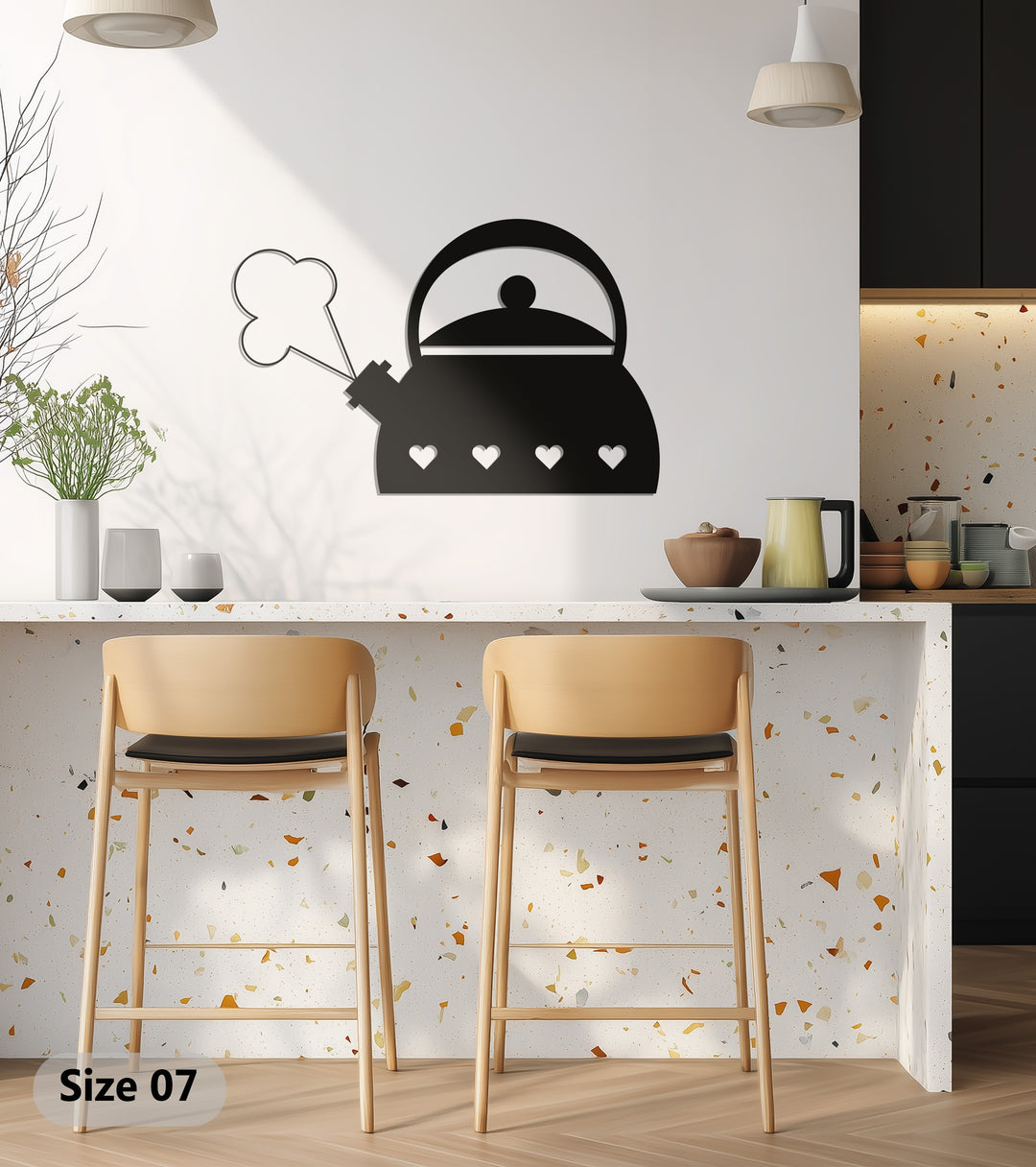 Heart Kettle Silhouette – Cozy Kitchen Metal Wall Art