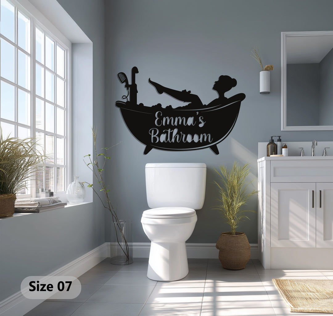 Emma’s Bathroom – Relaxing Bathtub Silhouette Metal Wall Art
