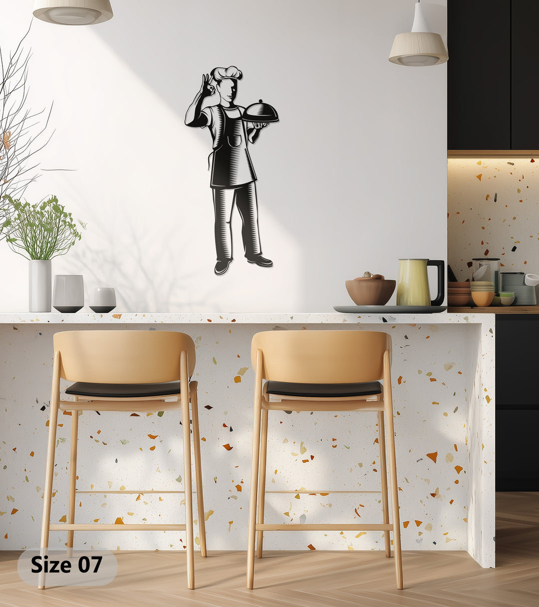 Golden Chef Silhouette – Kitchen Metal Wall Art