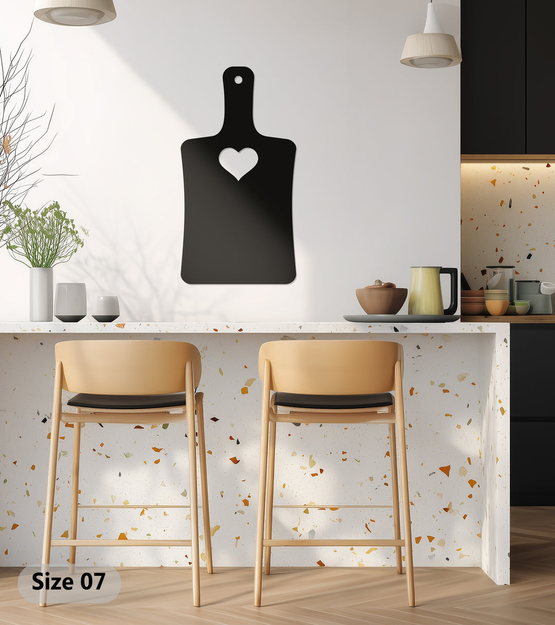 Heart Cutout Cutting Board – Minimalist Kitchen Metal Wall Art