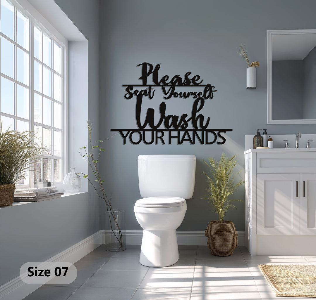 Modern bathroom wall art with humorous quote