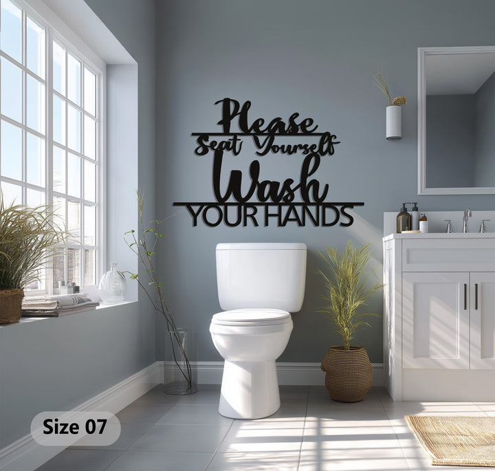 Modern bathroom wall art with humorous quote