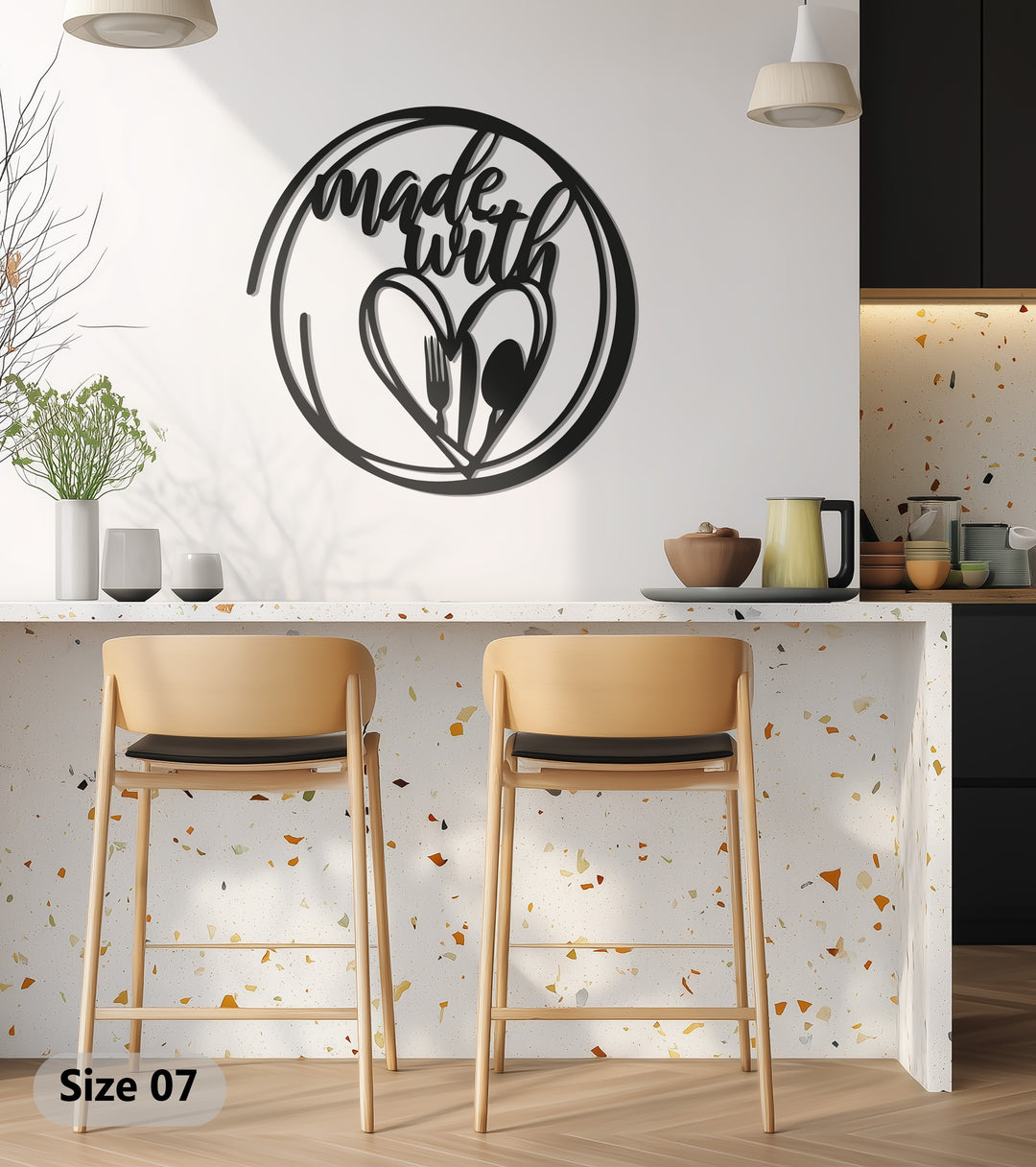 Made With Love – Heart & Cutlery Kitchen Metal Wall Art