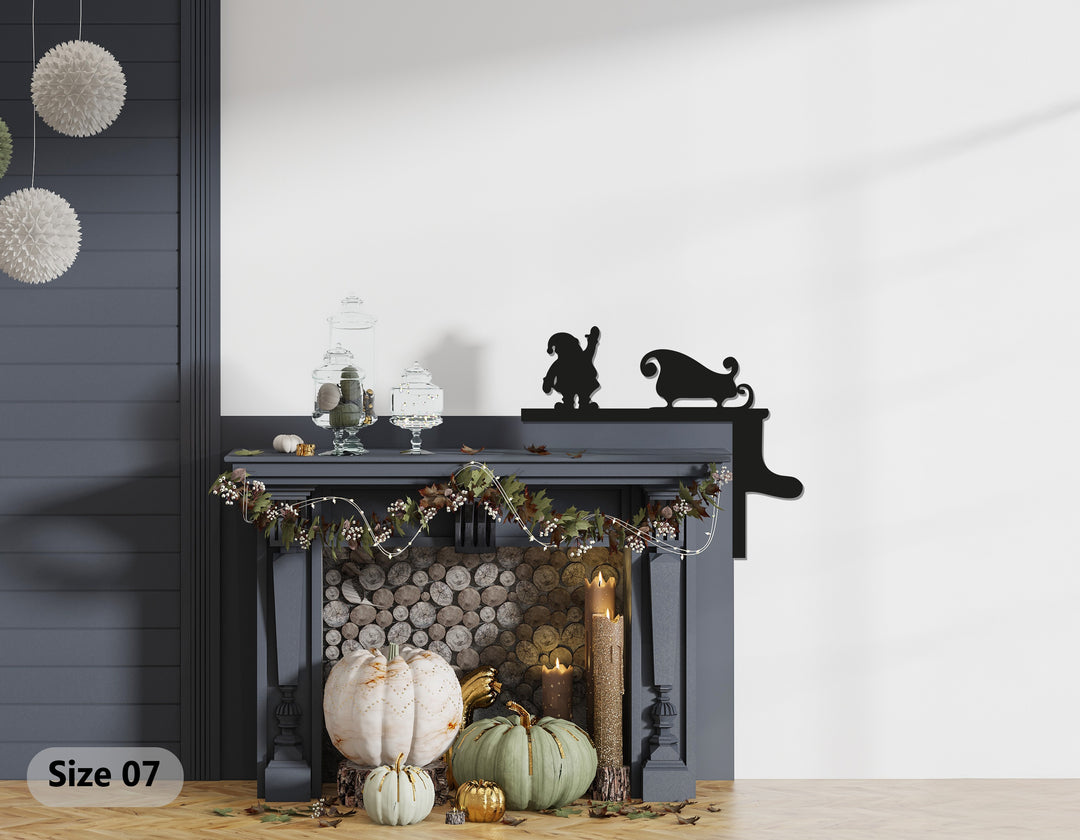 رحلة سانتا على الزلاجة – ديكور معدني للمدفأة بمناسبة عيد الميلاد