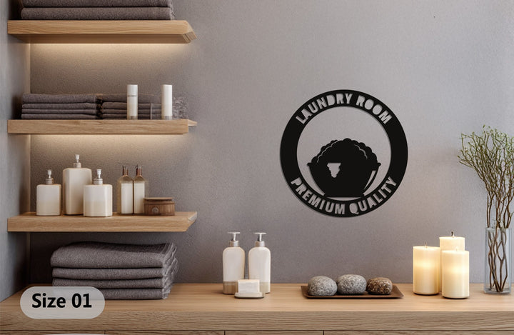 Stylish laundry basket silhouette wall sign