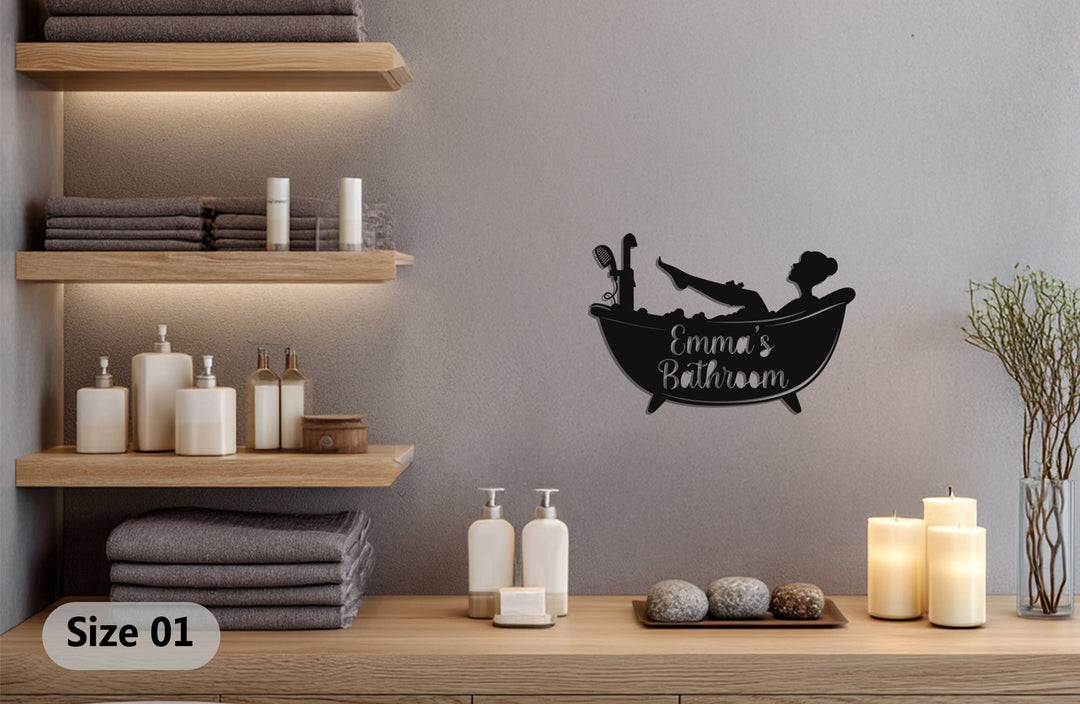 Emma’s Bathroom – Relaxing Bathtub Silhouette Metal Wall Art
