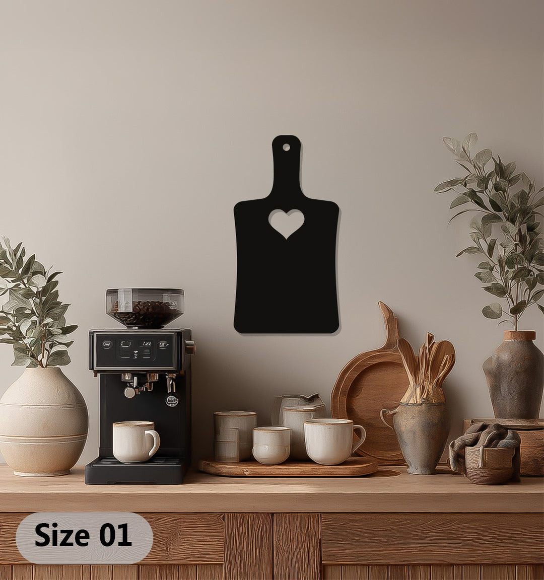 Heart Cutout Cutting Board – Minimalist Kitchen Metal Wall Art