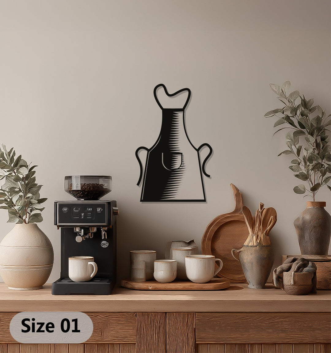 Chef Apron Silhouette – Modern Kitchen Metal Wall Art