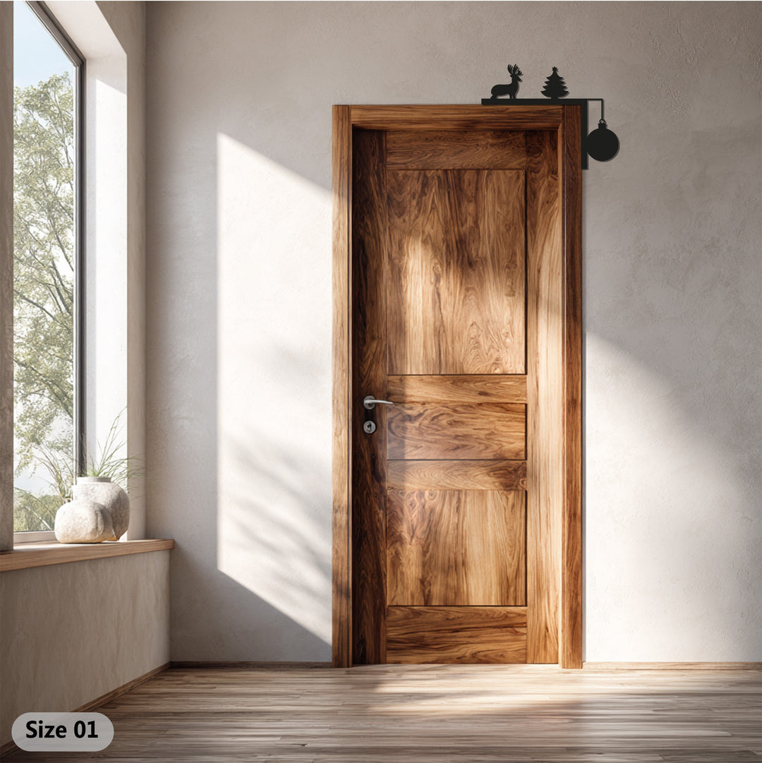 سحر الشتاء – ديكور معدني للمدفأة على شكل غزال الرنة وشجرة