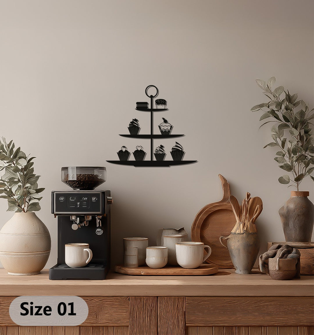 Cupcake Stand Silhouette – Sweet Kitchen Metal Wall Art