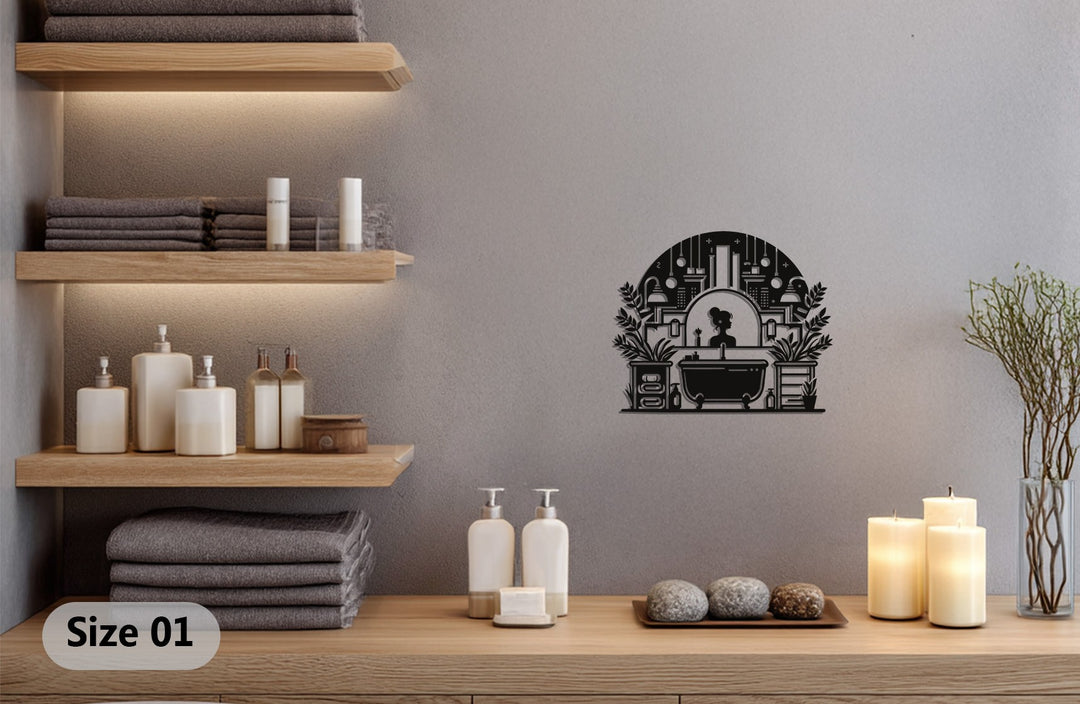 Elegant black metal art for bathroom interiors