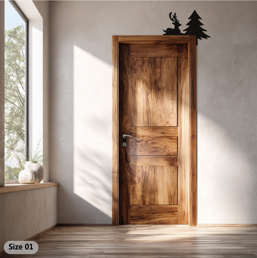 رنة صامتة وشجرة صنوبر - ديكور معدني للمدفأة لعيد الميلاد