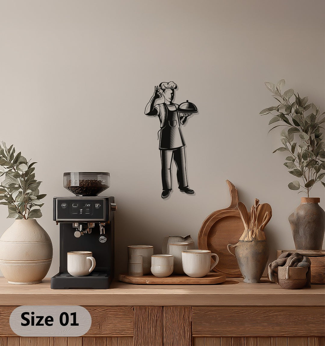 Golden Chef Silhouette – Kitchen Metal Wall Art