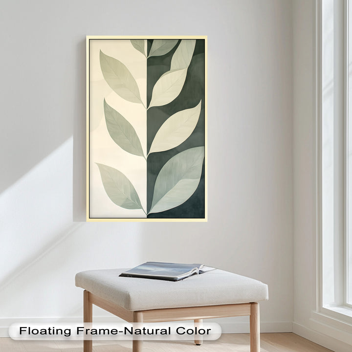 Minimalist Leaf  – Monochrome Botanical Oil Painting