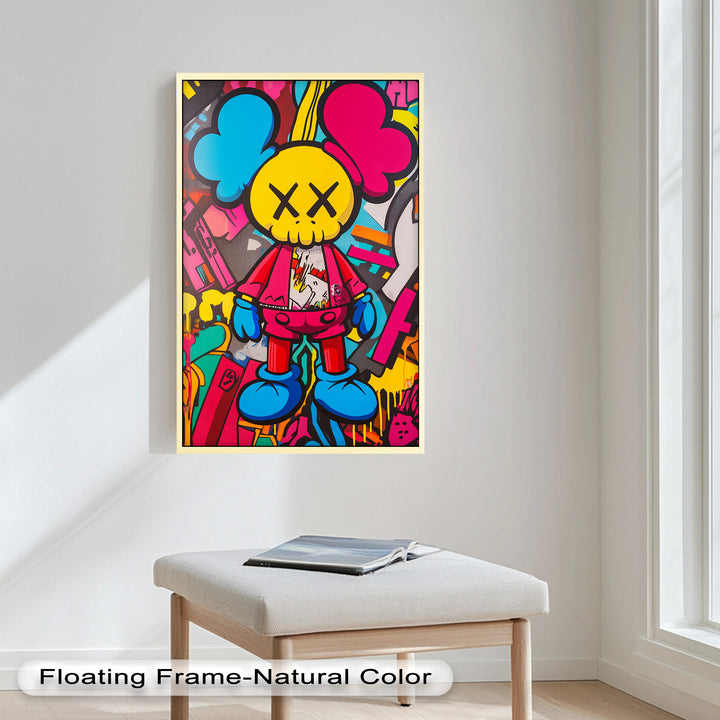 Neon Rebellion – KAWS Graffiti Ölgemälde
