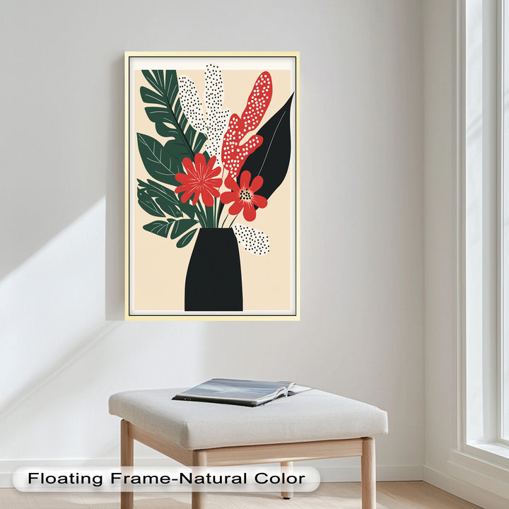 Purpurrote Blüte in monochromer Vase – Modernes florales Ölgemälde