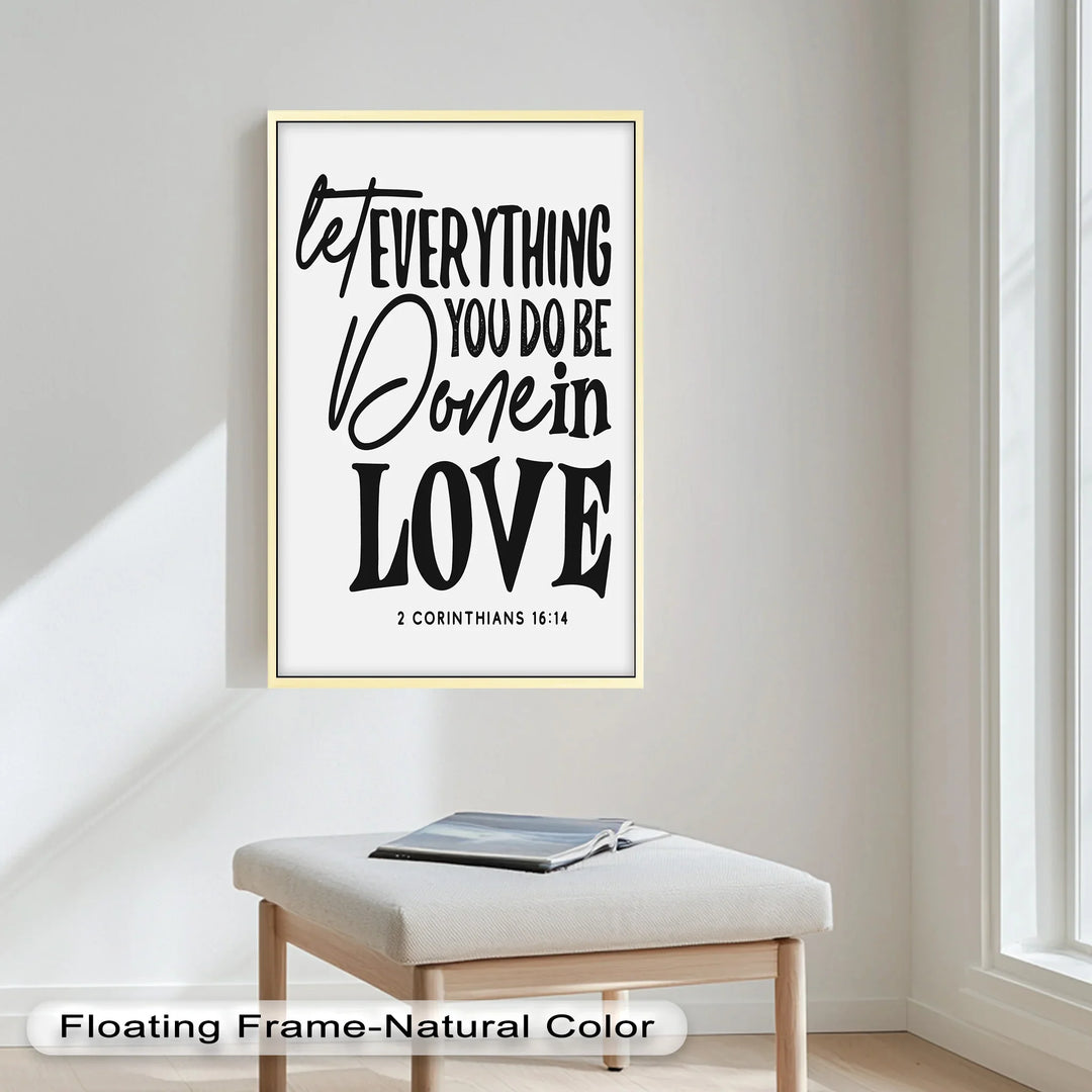 Inspirational Bible Verse Oil Painting – “Done in Love” Wall Art
