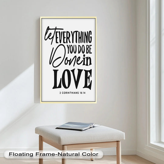 Black lettering in the modern oil painting art creates a striking visual rhythm, with the scripture quote set against a clean, white background.
