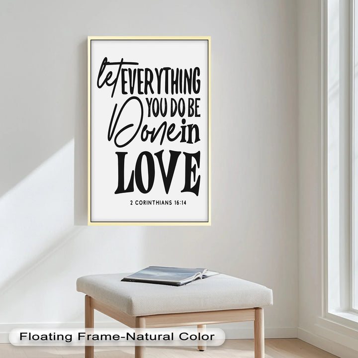 Inspirational Bible Verse Oil Painting – “Done in Love” Wall Art

