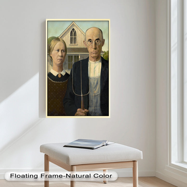 American Gothic – Ikonisches Porträt des Mittleren Westens, historisches Ölgemälde