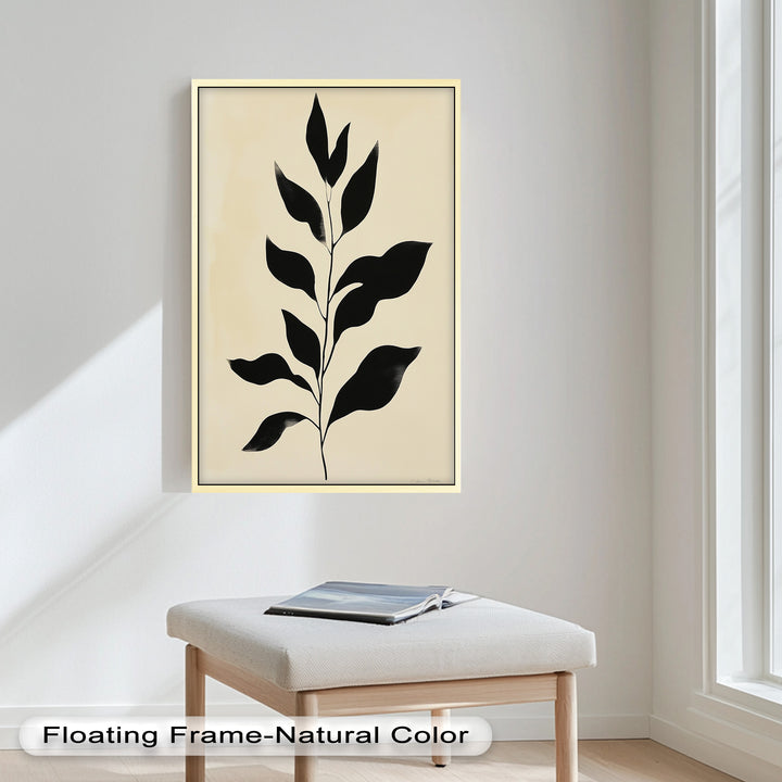 Black Botanical Minimalism – Monochrome Oil Painting
