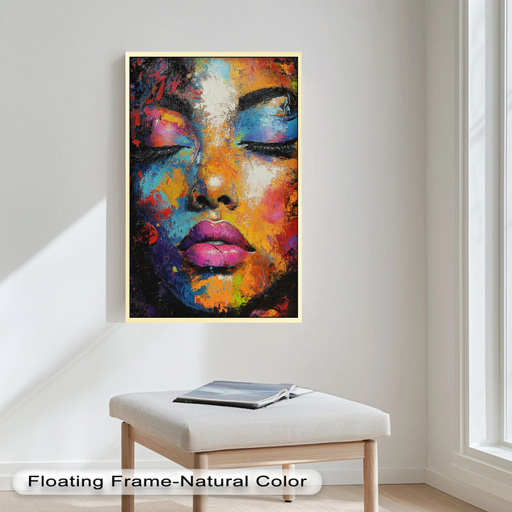 Chromatic Reverie – Bold Female Portrait in Abstract Oil Painting