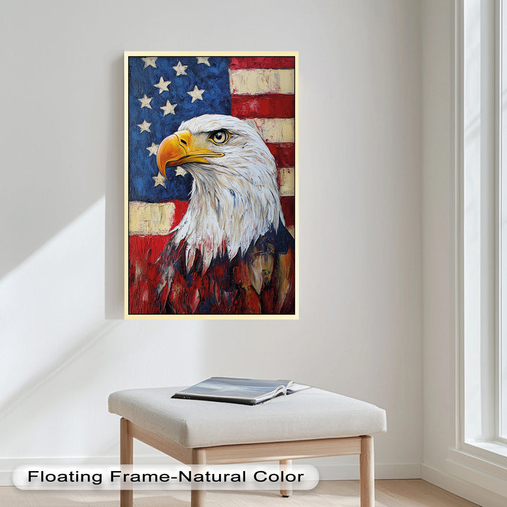 Amerikanischer Weißkopfseeadler Portrait - Patriotisches Ölgemälde